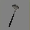 White Golf Club Head With Golden Shaft On Dark Background