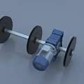 Industrial Equipment With Blue Motor Metal Shaft And Black Rollers