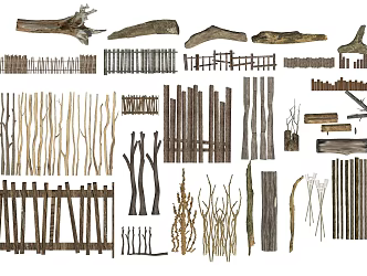 Wood Boards Old Boards Stump Stakes Stool Seat Wood Stacks Natural Wood 3d model