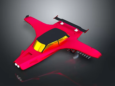 Red Futuristic Flying Car 3D Model With Sleek Aerodynamic Design And Detailed Render 3d model