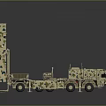 Military Weapon System on Mobile Launch Vehicle with Multiple Missile Tubes and Camouflage Design