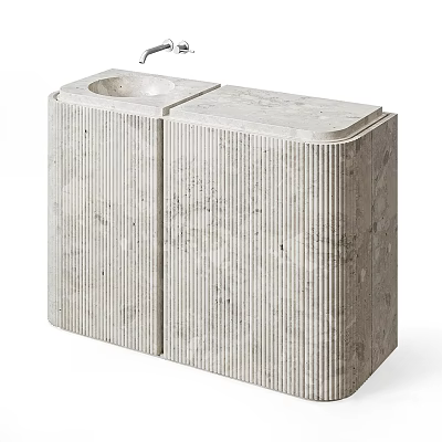 Modern Minimalist Ribbed Textured Washbasin In Light Gray For Contemporary Bathroom 3d model