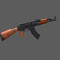 Classic Assault Rifle With Wooden Stock And Black Metal Barrel Design