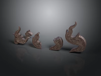Hand Carved Sculptures With Intricate Curved Designs And Detailed Patterns 3d model