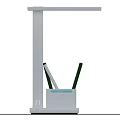 White Desk Lamp With Pen Holder Calendar And Modern Sleek Design
