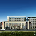 Modern Hospital Building Exterior Design With Main Entrance Parking And Green Landscaping