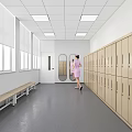 Clean White Operating Room Interior With Multiple Sinks Posters And Medical Staff On Gray Floor