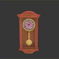 Mahogany Wooden Electronic Wall Clock with Round Dial Roman Numerals and Gold Pendulum