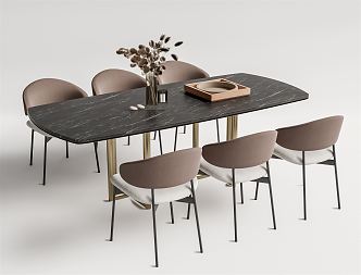 Modern Dining Table and Chair Combination 3d model