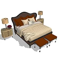 Stylish Double Bed With Bedside Tables Table Lamps And Patterned Bedding 3d model