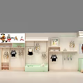 Melli Panda Children's Clothing Store with Hanging Clothes Shelves and Mannequins Decorative Posters