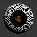 Ceramic Vase Shaped Sculpture Carving with Black and White Grid and Orange Accent Band Design