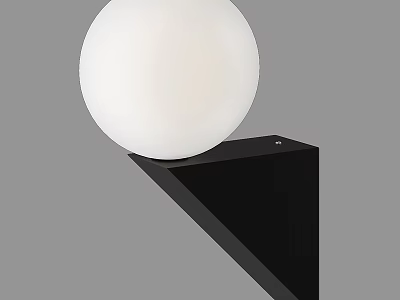 Modern Wall Light With White Sphere Shade And Black Triangular Base 3d model