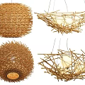 Handmade Rattan Chandeliers With Spherical And Irregular Twig Designs For Home Decor