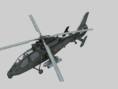 Military Helicopter With Main Rotors Fuselage And Weapon Systems Design Features 3d model