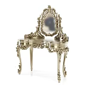 Ornate Dressing Table with Carved Mirror Intricate Floral Details and Elegant Leg Design