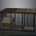 Cage Like Building Structure With Tiled Roof Wooden Bars And Internal Small House