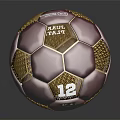 Maroon And Gold Patterned Soccer Ball With Number 12 Logo And KAMA YAMA Branding