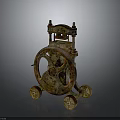 Vintage Rustic Industrial Mechanical Device With Large Wheels And Metal Structure