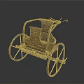 Ancient Golden Carriage Model With Ornate Design And Decorative Wheels