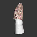 Women's Floral Print Short Sleeve V Neck Top With Gray Skirt Outfit Set