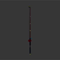 Long Red And Blue Fishing Rod With Yellow Decorative Accents