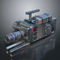 Professional 3D Rendered Computer Camera With Lens Control Buttons And Handle Stand