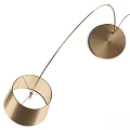 Contemporary Arc Floor Lamp With Brushed Silver Gold Metal Shade And Warm Light
