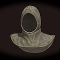 Gray Hooded Cloak Style Fabric Hat With Flared Hem And Stitched Design