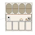 Nordic Sideboard Rattan Sideboard Coffee Maker Bread Machine Water Dispenser 3d model