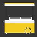 Yellow And White Mobile Food Cart With Transparent Display Case And Wheels