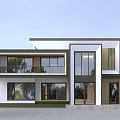 Modern Detached Villa Exterior Design With Two Story Glass Windows Balcony and Trees