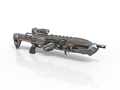 Futuristic Sci Fi Weapon With Detailed Mechanical Structure Metallic Finish And Tactical Scope 3d model