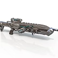 Futuristic Sci Fi Weapon With Detailed Mechanical Structure Metallic Finish And Tactical Scope