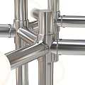 Modern Metallic Chandelier Design With Spherical Bulbs And Hanging Structure 3d model