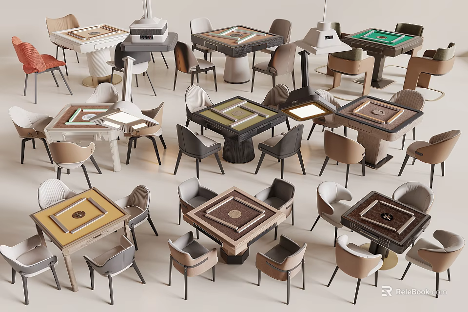 Modern Table and Chair Sets with Various Designs and Color Options 3d model 