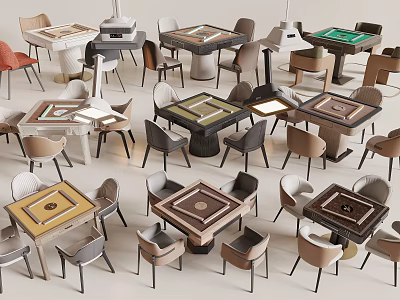 Modern Table and Chair Sets with Various Designs and Color Options 3d model
