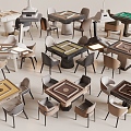 Mahjong Table and Chair Smoking Light Mahjong Table and Chair Combination Single Chair 3d model