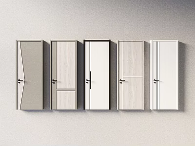 Various Design Hinged Doors With Wooden White And Gray Finishes For Home Interior 3d model