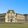 Aerial Planning of European Style Grand Building With Symmetrical Architecture and Spacious Plaza