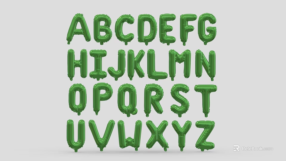 Green Balloon Alphabet Letters as Creative Wall Decor for Room Decoration 3d model 