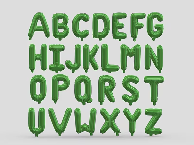 Green Balloon Alphabet Letters as Creative Wall Decor for Room Decoration 3d model