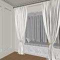 Cozy Window Nook With Beige Curtains White Sheer Curtains Cushion And Storage Space
