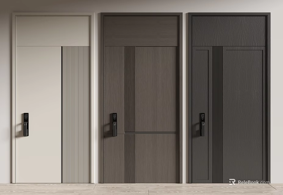 Modern Interior Double Doors With Diverse Color Options And Textures 3d model 