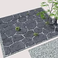 Garden Stone Stepping Path With Gray Slabs Small Tree And Green Plants 3d model