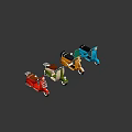Colorful Classic Scooters 3D Rendered In Red Green Beige Orange And Blue