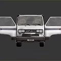 Silver Modified Van With Open Doors Interior Space And Gold Wheels