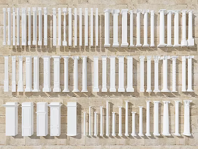 Classical Roman Columns Collection With Various Styles Sizes And Decorative Designs 3d model