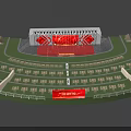 Guangzhou Sunac Cultural Tourism City Stadium With Green Stands And Red Stage