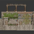 Ancient Stone Building With Columned Roof Terrace Vines Covered Walls And Railing Details